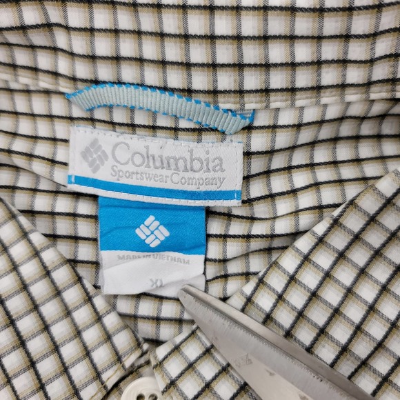 Columbia Shirt Mens XL Tan Green Button Down Outdoor Classic Long Sleeve Casual - Picture 8 of 11